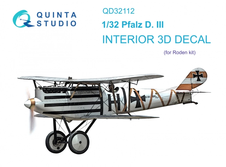 Quinta studio QD32112 Pfalz D.III (Roden) 3D Декаль интерьера кабины 1/32