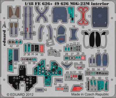Eduard FE626 1/48 Цветное фототравление для MiG-23M interior S. A.