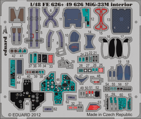 Eduard FE626 1/48 Цветное фототравление для MiG-23M interior S. A.