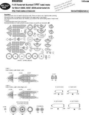 New Ware M1334 Mask P-47D Thunderbolt Razorback EXPERT 1/48