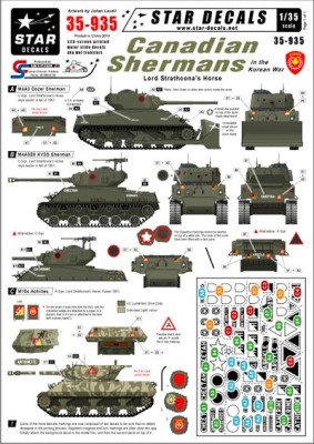 Star Decals STAR35935 Canadian Shermans in Korea M4A3E8 HVSS, M4A3 VVSS (dozer) and M10c Achilles Mk.IIC 1/35