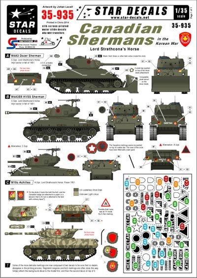 Star Decals STAR35935 Canadian Shermans in Korea M4A3E8 HVSS, M4A3 VVSS (dozer) and M10c Achilles Mk.IIC 1/35