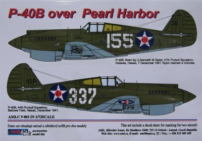 AML AMLC72003 Декали Curtiss P-40 over Pearl Harbor 1/72