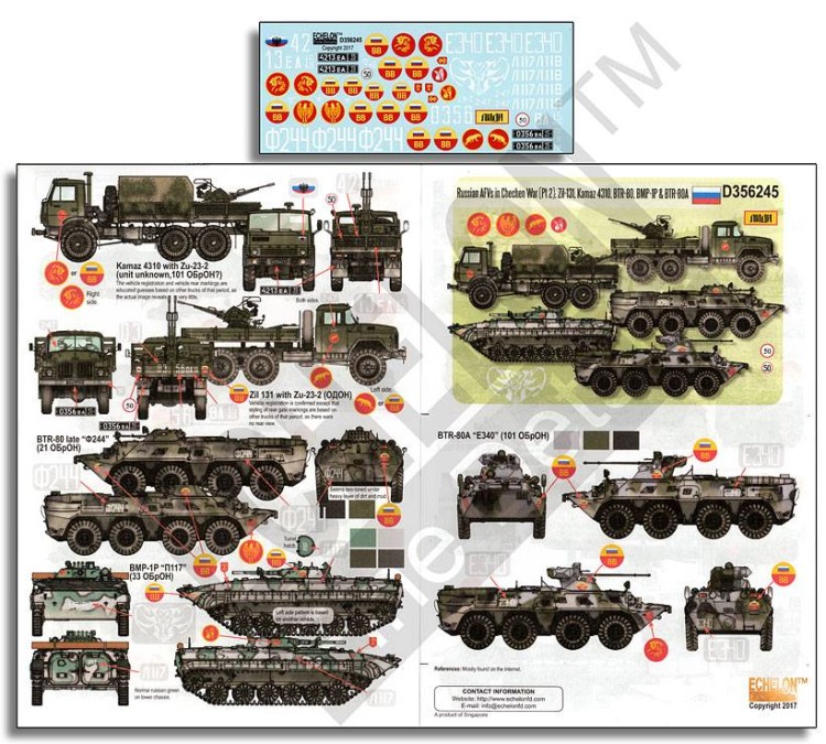 Echelon FD D356245 Russian AFVs in Chechen War (Pt 2): Zil 131, Kamaz 4310, BTR-80, BMP-1P & BTR-80A 1/35
