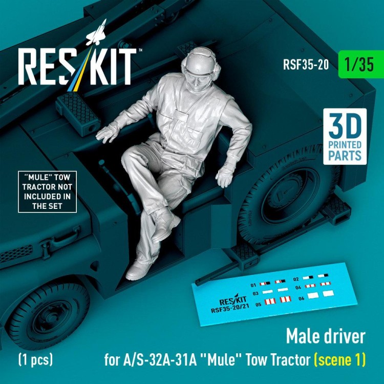 Reskit F35020 Male driver for A/S-32A-31A Mule Tow Tractor 1/35