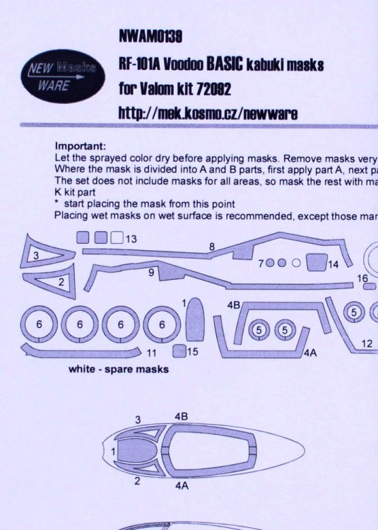 New Ware NWA-M0139 Mask RF-101A Voodoo BASIC (VALOM7292) 1/72