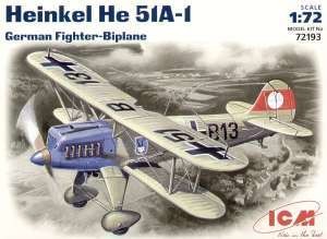 ICM 72193 Хейнкель Не-51 А-1, германский истребитель-биплан 1/72
