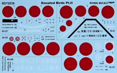 Rising Decals 72038 Donated Birds II 'Aikoku' (6x camo schemes) 1/72