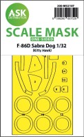 Art Scale 200-M32107 North-American F-86D Sabre Dog wheels and canopy frame paint mask (outside only) 1/32