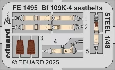 Eduard FE1495 Bf 109K-4 seatbelts STEEL (EDU) 1/48