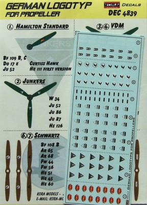Kora Model DEC4839 German logotypes for propeller декали 1/48