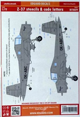 Eduard D72029 1/72 Decals Z-37 stencils,code letters&amp;labels (ED)