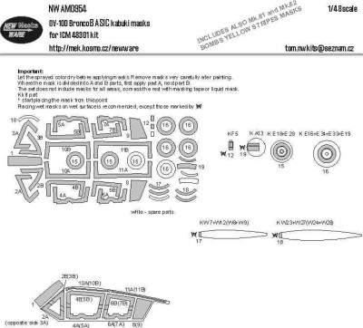 New Ware NWA-M0954 Mask OV-10D Bronco BASIC (ICM 48301) 1/48