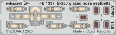 Eduard FE1337 B-25J glazed nose seatbelts STEEL (HKM) 1/48