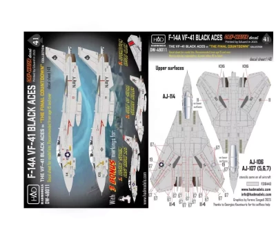 HAD DW48011 Decal F-14A VF-41 Black Aces (dry-water) 1/48