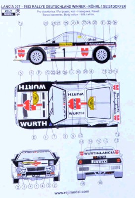 Reji Model 108 Lancia 037 Rallye Deutschland 1983 (decals) 1:24 1/24