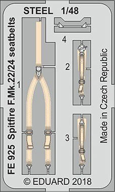 Eduard FE925 Spitfire F.Mk.22/24 seatbelts STEEL 1/48