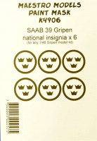 Maestro Models MMCK-4906 1/48 Mask SAAB 39 Gripen - national insignia (6x)