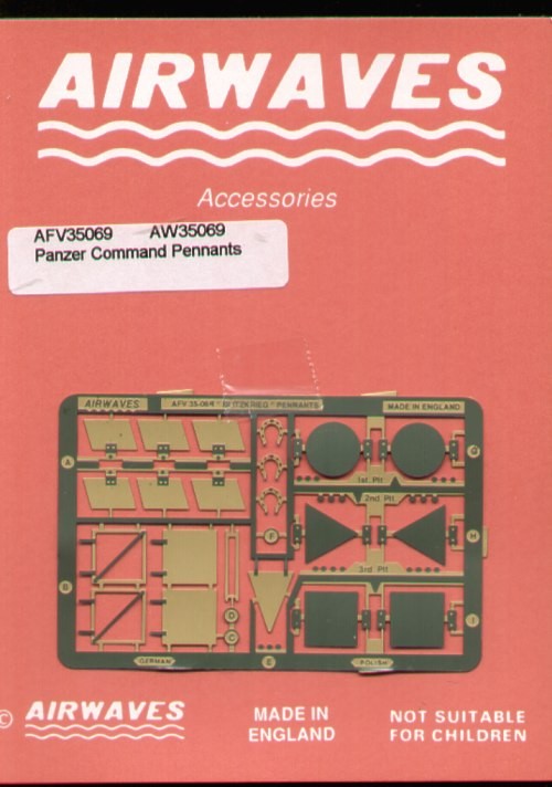 Airwaves (etched) AEC35069 German Panzer Command Pennants and Insignia Plates 1/35