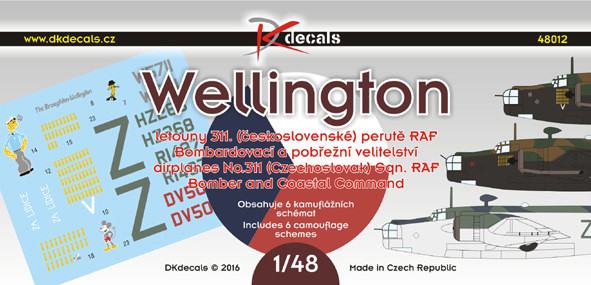 Dk Decals 48012 Wellington - No.311 (CZ) Sqn.RAF (6x camo) 1/48