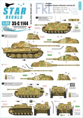 Star Decals 35-C1144 German Funklenk (Fkl) tanks # 2. Remote controlled units, Tiger I, T2 and Sturmgeschutz/StuG.III Ausf.G 1/35
