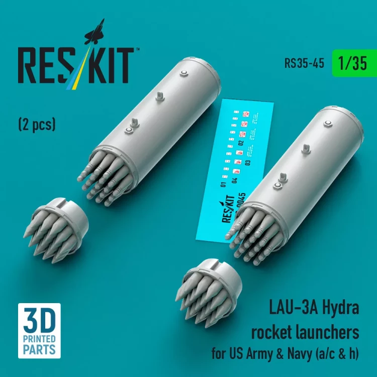 Reskit RS35-045 LAU-3A Hydra rocket launchers US Army&Navy 1/35