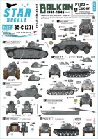 Star Decals 35-C1271 Balkan WW2 # 2. 7. SS-Freiwilligen Gebirgs Division Prinz-Eugen in Yugoslavia.Flamm-Pz B2 740(f), Steyr ADGZ, Pz.Kpfw 35 R, Pz.Kpfw 38 H, BA-20, BMW R75 Sidecar, Kfz 15 Horsch, Leichte Sturmboot 39 1/35