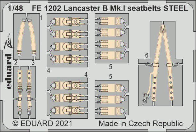 Eduard FE1202 Lancaster B Mk.I seatbelts STEEL (HKM) 1/48