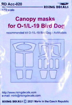 Rising Decals ACC020 Canopy masks for O-1/L-19 Bird Dog (AVIM) 1/72