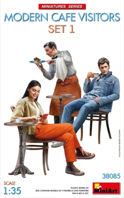 Miniart 38085 Modern Cafe Visitors Set 1 (3 fig.&amp;furniture) 1/35