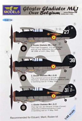 Lf Model C48154 Decals Gloster Gladiator Mk.I over Belgium 1/48