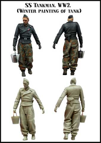 Evolution Miniatures 35089 SS Tankman . WW2 ( Winter painting of tank )