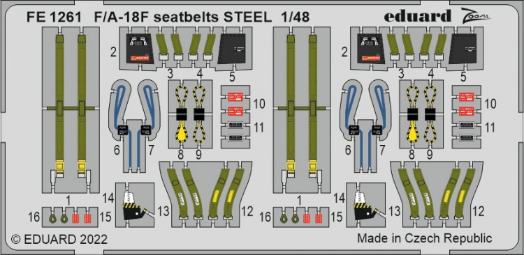Eduard FE1261 F/A-18F seatbelts STEEL (HOBBYB) 1/48