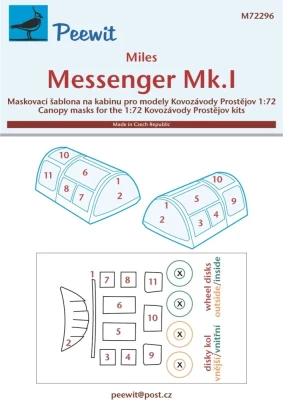 Peewit M72296 Canopy mask Miles Messenger Mk.I (KP) 1/72