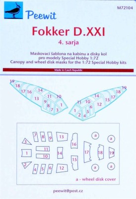 Peewit PW-M72104 1/72 Canopy mask Fokker D.XXI 4.sarja (SP.HOBBY)
