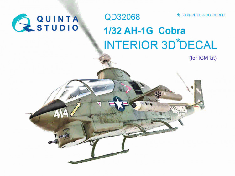 Quinta studio QD32068 AH-1G Cobra (для модели ICM) 3D Декаль интерьера кабины 1/32