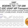 KV Models 14457 Boeing 727 / Boeing 727-200 / C-22C USAF VIP Transport (MINICRAFT #14512, #14516, #14522, #14555, #14577, #14599, #14531, #14536, #14465) + маски на диски и колеса Minicraft US 1/144