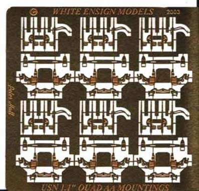 White Ensign Models PE 35042 USN QUAD 1.1&quot; Anti-aircraft mount (x6) 1/350