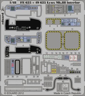 Eduard FE625 1/48 Цветное фототравление для Lynx Mk.88 interior S. A.