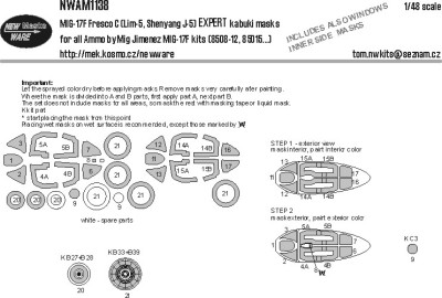 New Ware NWA-M1138 Mask MiG-17F Fresco C expert (AMMO) 1/48