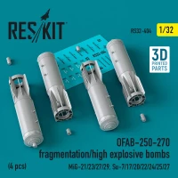Reskit 32404 OFAB-250-270 fragmentation/H-E bombs (4 pcs.) 1/32