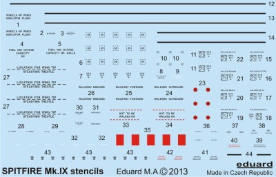 Eduard D48015 Spitfire stencils 1/48