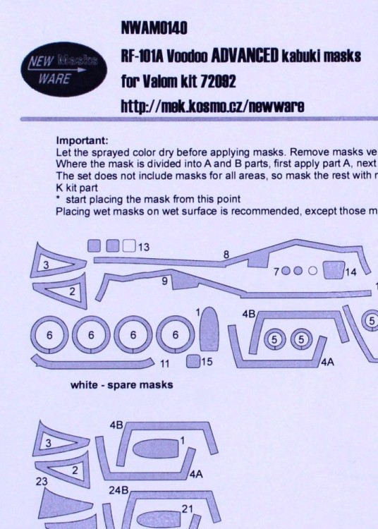 New Ware NWA-M0140 Mask RF-101A Voodoo ADVANCED (VALOM7292) 1/72