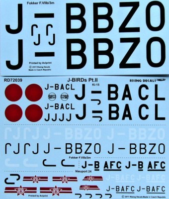 Rising Decals 72039 J-Birds Part II. (7x camo schemes) 1/72