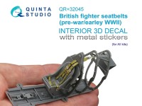 Quinta studio QR+32045 Комплект ремней для истребителя Великобритании, до/начало ВМВ (с металлическими пряжками) (для всех моделей) 1/32