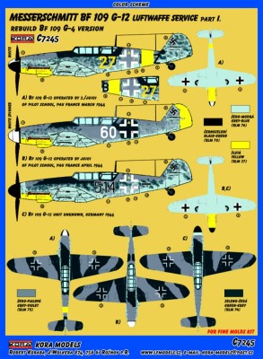 Kora Model C7245 Bf 109 G-12 Conv.set (Luftwaffe, part I.) 1/72