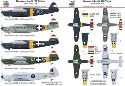HAD 48227 Decal Messerschmitt Bf 108 Taifun 1/48