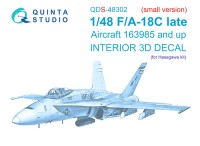 Quinta Studio QDS-48302 F/A-18C late (Hasegawa) (Малая версия) 3D Декаль интерьера кабины 1/48