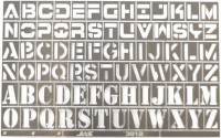 Jas 3812 Трафарет буквы, латинский алфавит, 78 символов