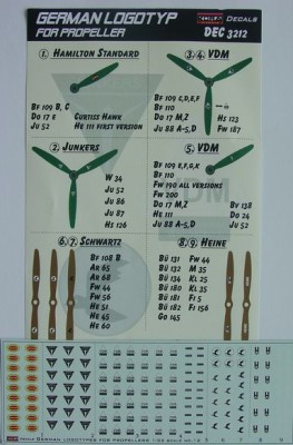 Kora Model DEC3212 German logotypes for propellers декали 1/32